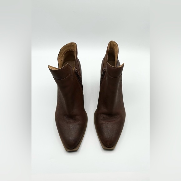 Crown Vintage Brown Leather Heeled Ankle Booties Boots Women’s Size 8 - Picture 3 of 11